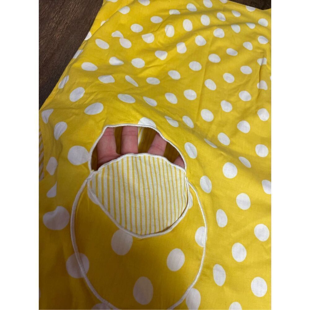 Vintage 60s Bright Yellow Polka Dot & Stripes Reversible Tunic Top & Shorts Set - Picture 6 of 14